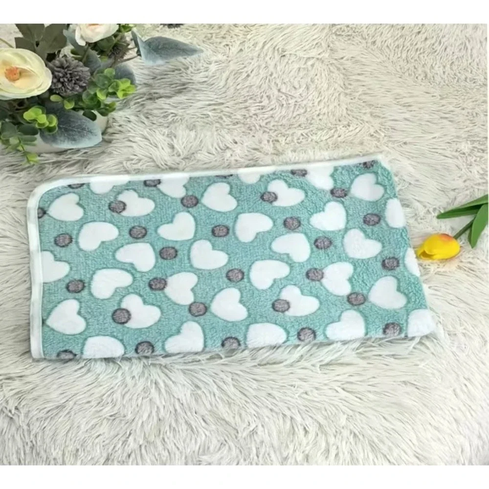 Warm‎ Soft Plush Premium Fleece Pet Cat Dog Heart Blanket GREEN 41'x30